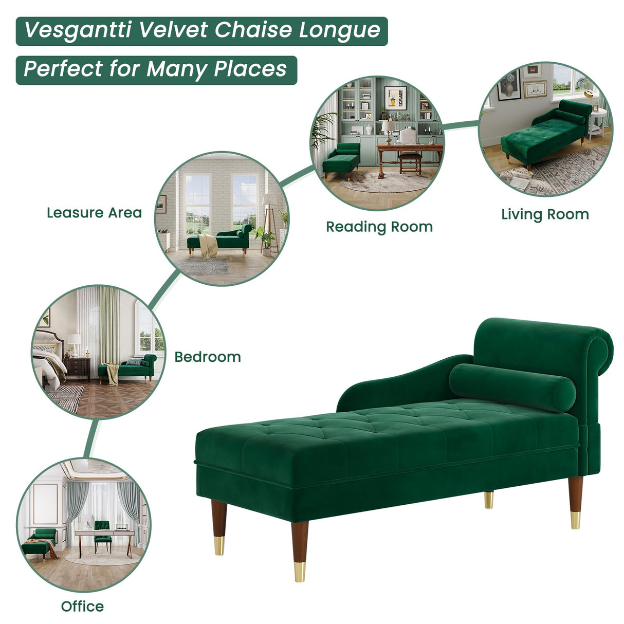 59" Velvet Chaise Lounge Indoor