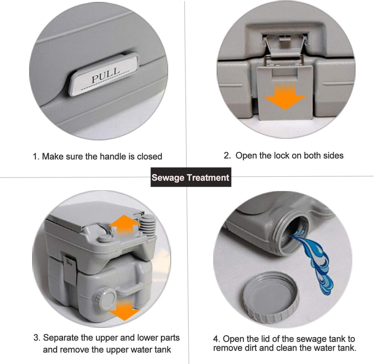 Dripex Removable Handle Portable Camping Toilet - 20L /5.3 Gallon Handle