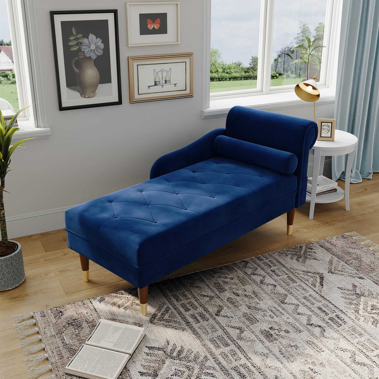 59" Velvet Chaise Lounge Indoor