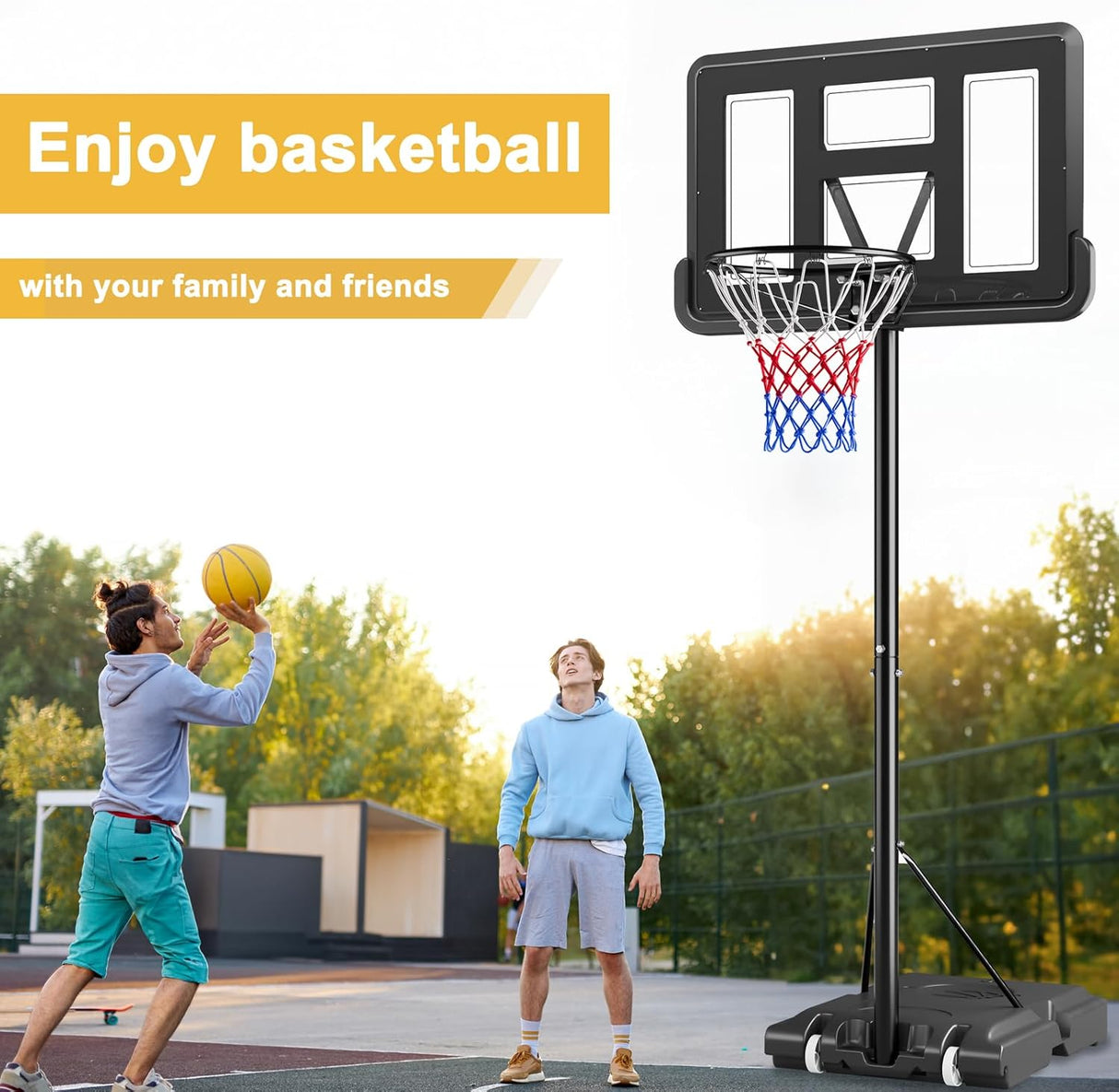 Dripex Basketball Hoop Outdoor Adjustable Height Goal Portable Basketball