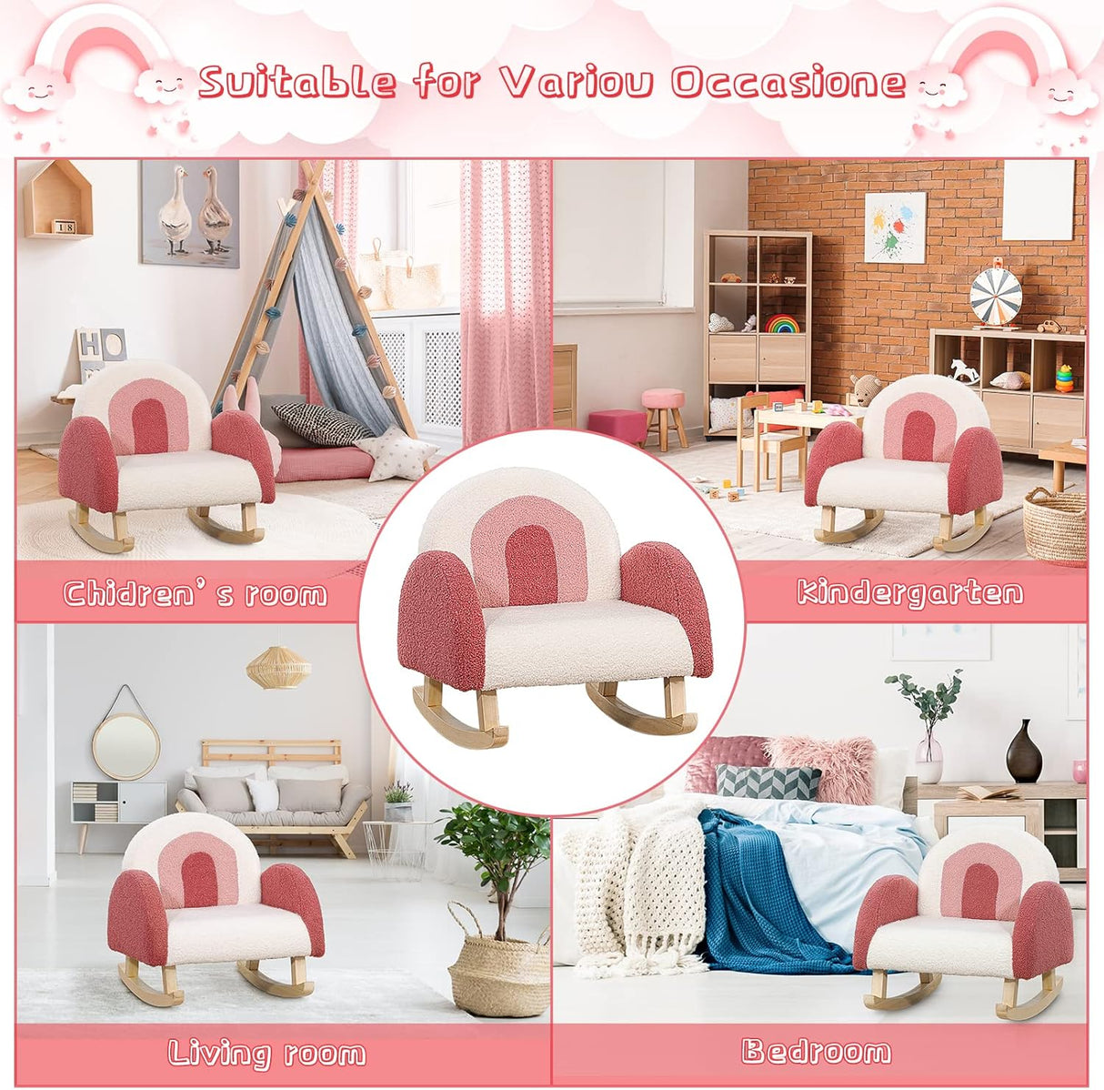 Dripex Velvet Fabric Toddler Rocking Chair