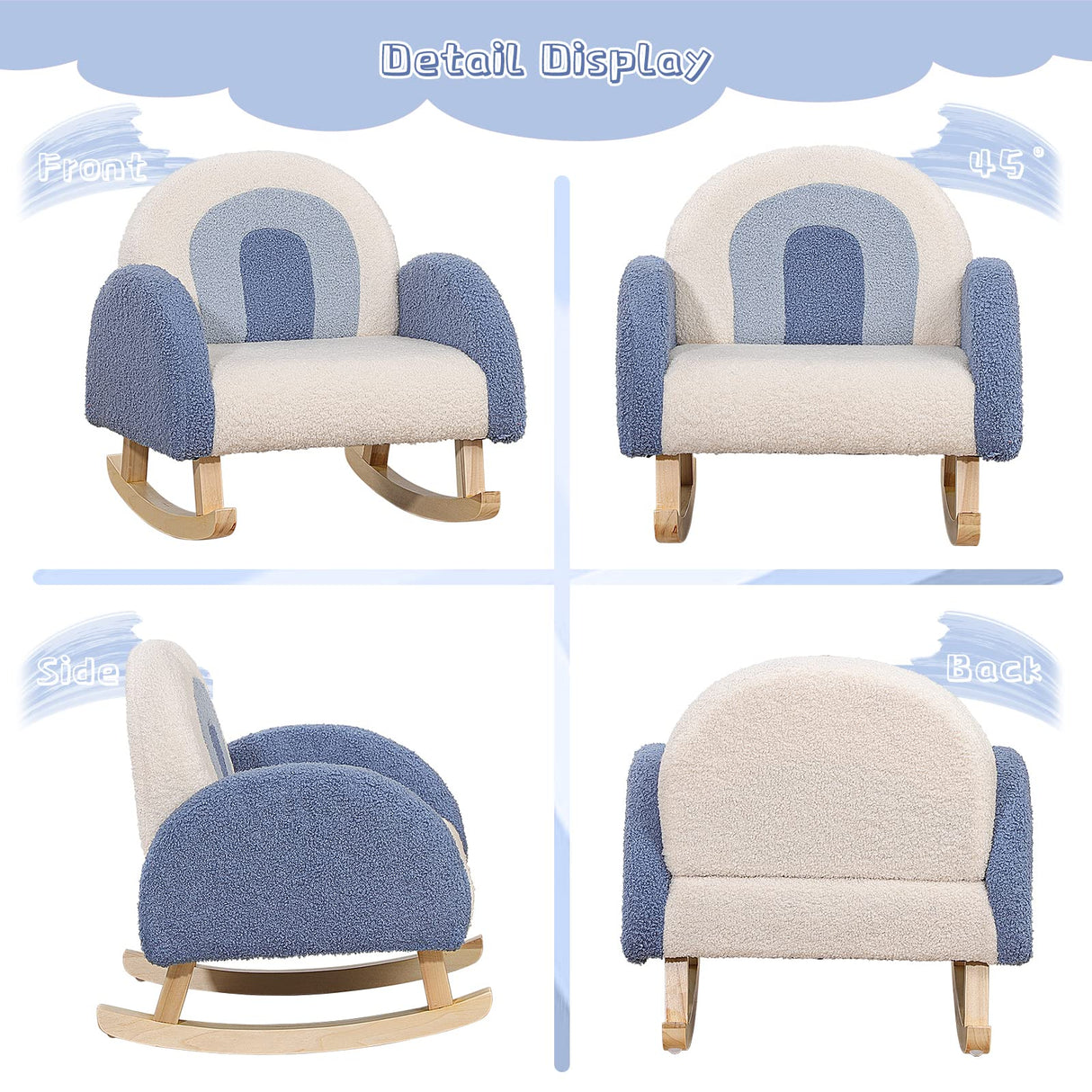 Dripex Velvet Fabric Toddler Rocking Chair