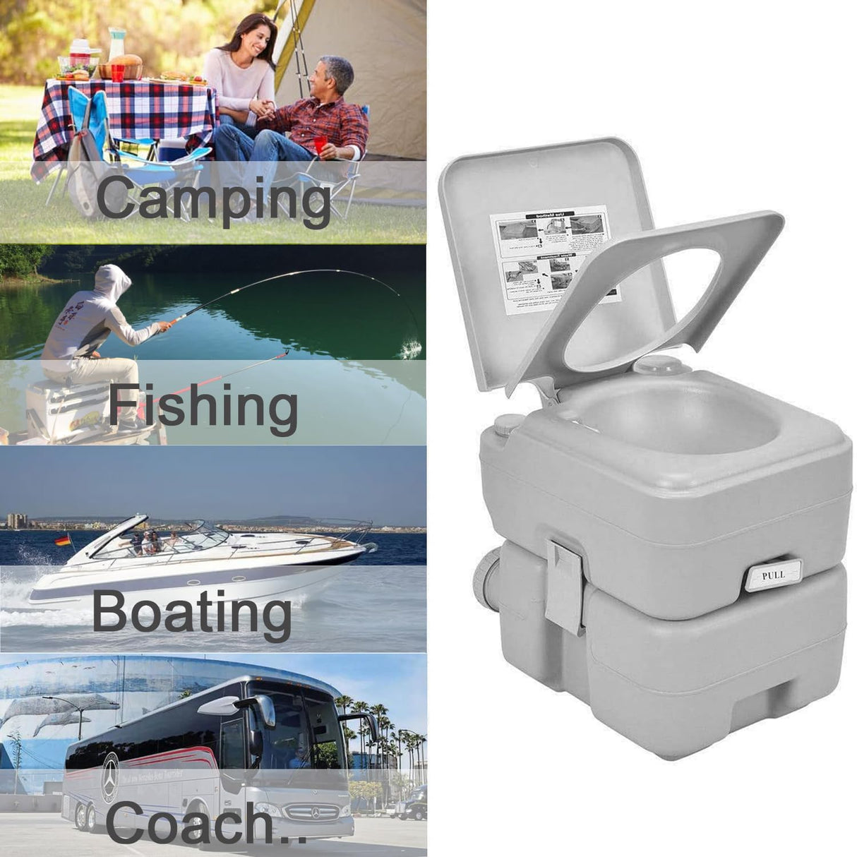 Dripex Removable Handle Portable Camping Toilet - 20L /5.3 Gallon Handle