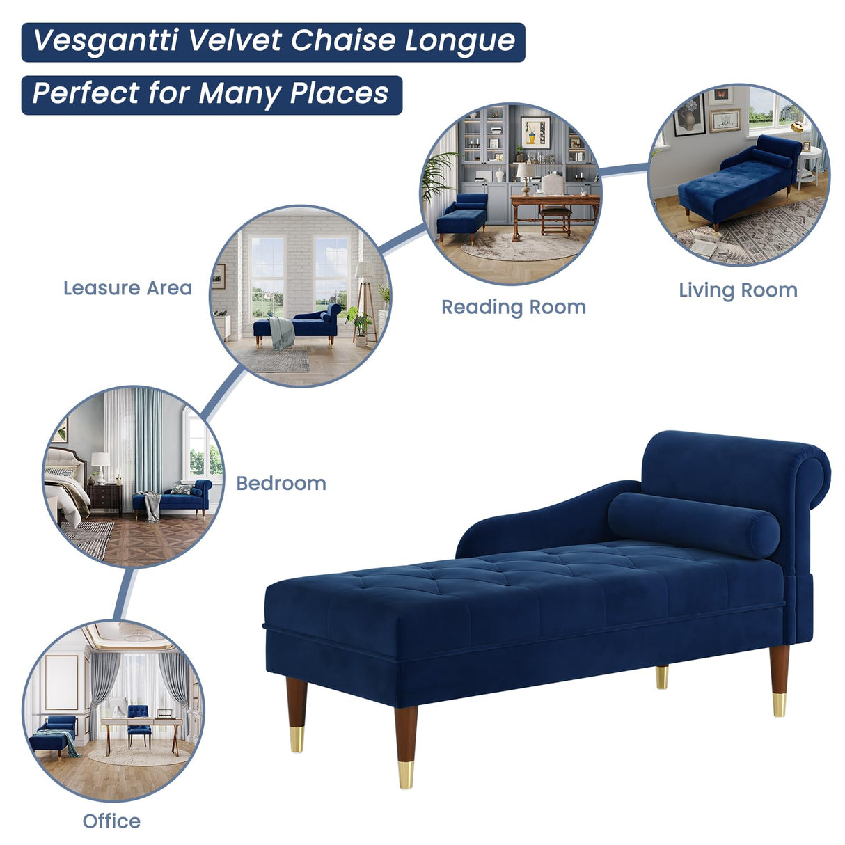 59" Velvet Chaise Lounge Indoor