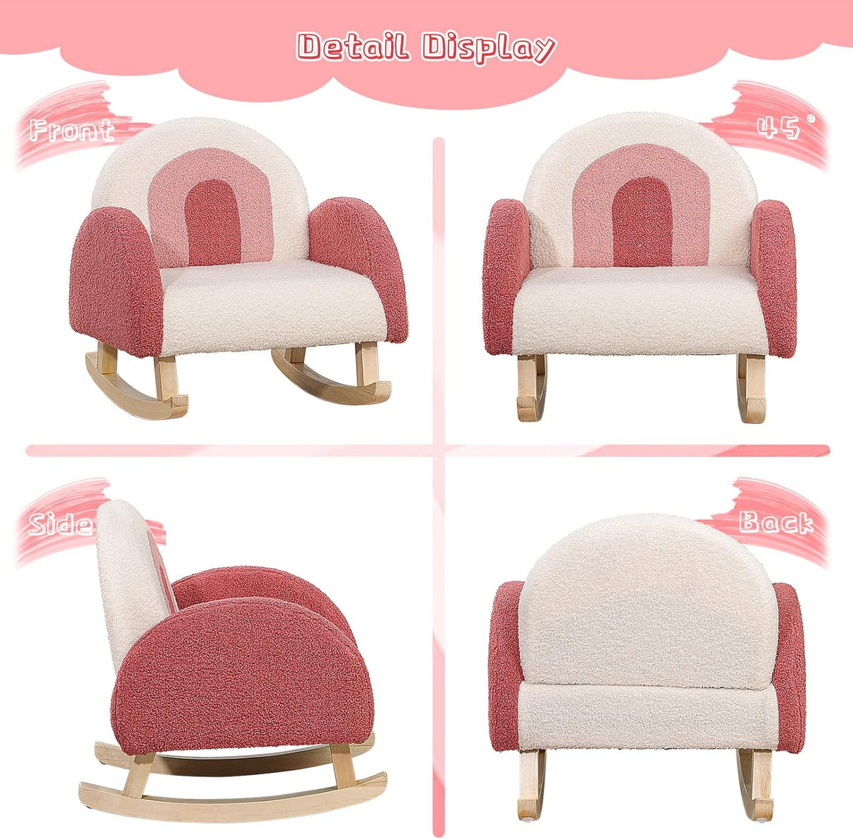 Dripex Velvet Fabric Toddler Rocking Chair