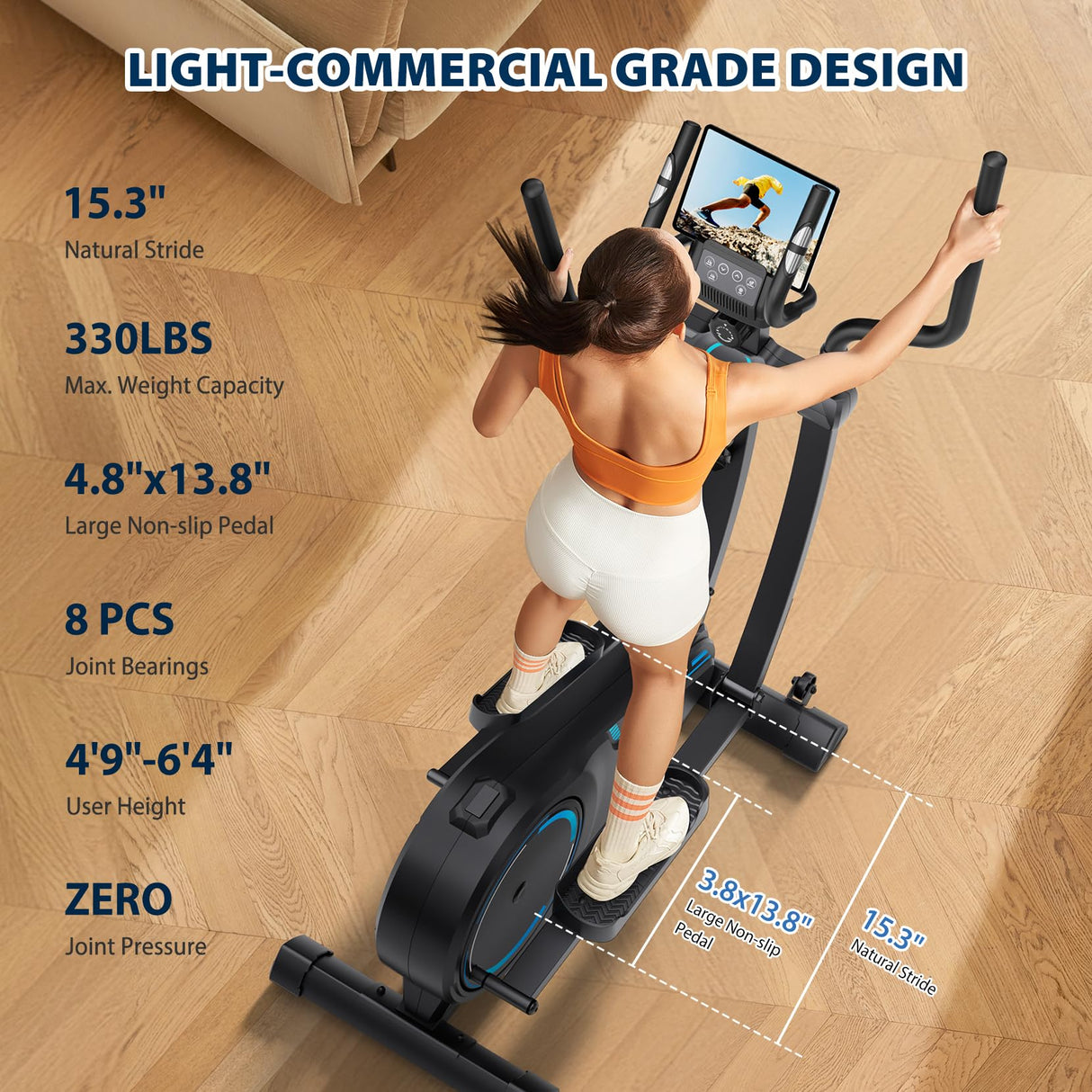 Dripex Multifunctional LCD Monitor Hyper-Quiet Magnetic Elliptical Exercise Machine