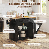 Dripex 41.5'' Kitchen Island with Power Outlet, Trash Cabinet & Storage，Black