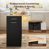 Dripex 41.5'' Kitchen Island with Power Outlet, Trash Cabinet & Storage，Black