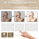 Dripex 3 Way Mirror for Self Hair Cutting, Rechargeable 360° Mirror with LED Lights