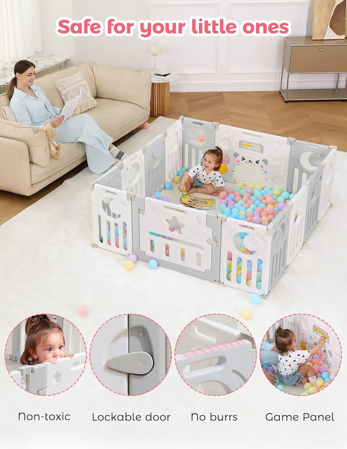 Dripex Baby Playpen Foldable Playpen for Babies and Toddlers