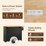 Dripex 41.5'' Kitchen Island with Power Outlet, Trash Cabinet & Storage，Black