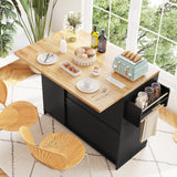 Dripex 41.5'' Kitchen Island with Power Outlet, Trash Cabinet & Storage，Black