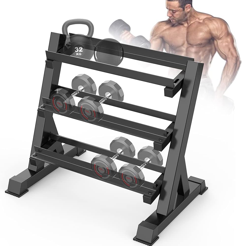 THERUN 1100lbs Adjustable 3 Tier Dumbbell Rack Stand