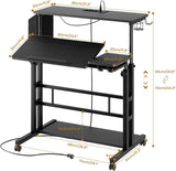 Dripex Mobile Standing Desk with Power Outlets & Strip Lights