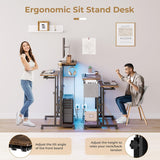 Dripex Mobile Standing Desk with Power Outlets & Strip Lights