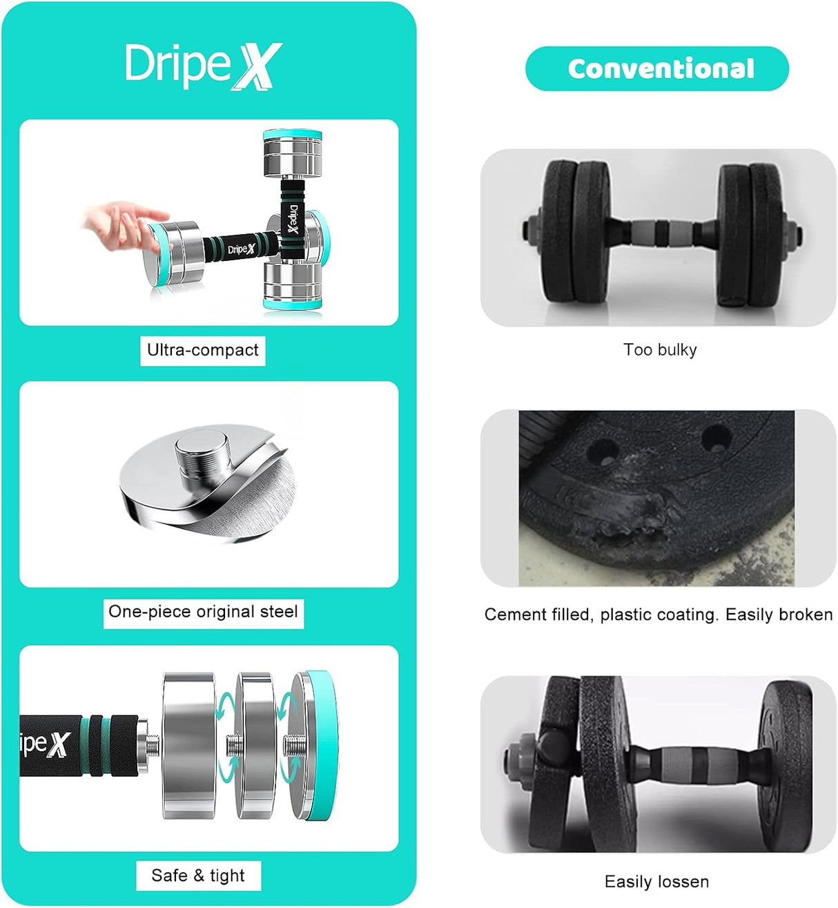 Dripex Hanteln Set From 2.5kg to 50 kg