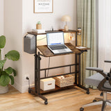 Dripex Mobile Standing Desk with Power Outlets & Strip Lights