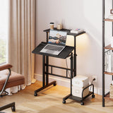 Dripex Mobile Standing Desk with Power Outlets & Strip Lights