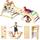 Pikler Triangle Set Foldable 7-in-1 Montessori Climbing Set