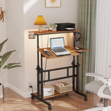 Dripex Mobile Standing Desk with Power Outlets & Strip Lights