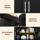Dripex 53'' Rolling Kitchen Island with Power Outlet, Drop Leaf & Trash Can，Black