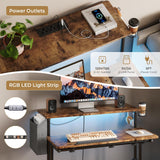 Dripex Mobile Standing Desk with Power Outlets & Strip Lights