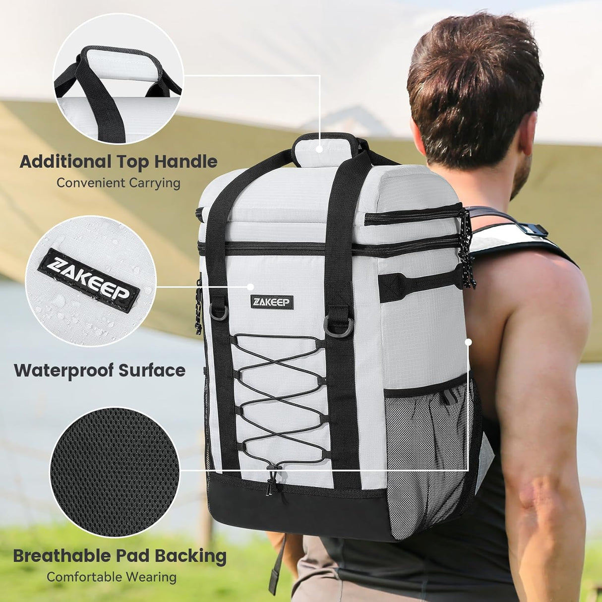 Cooler Backpack 36 Cans Multifunctional Leakproof Cooler Backpack with Padded Top Handle