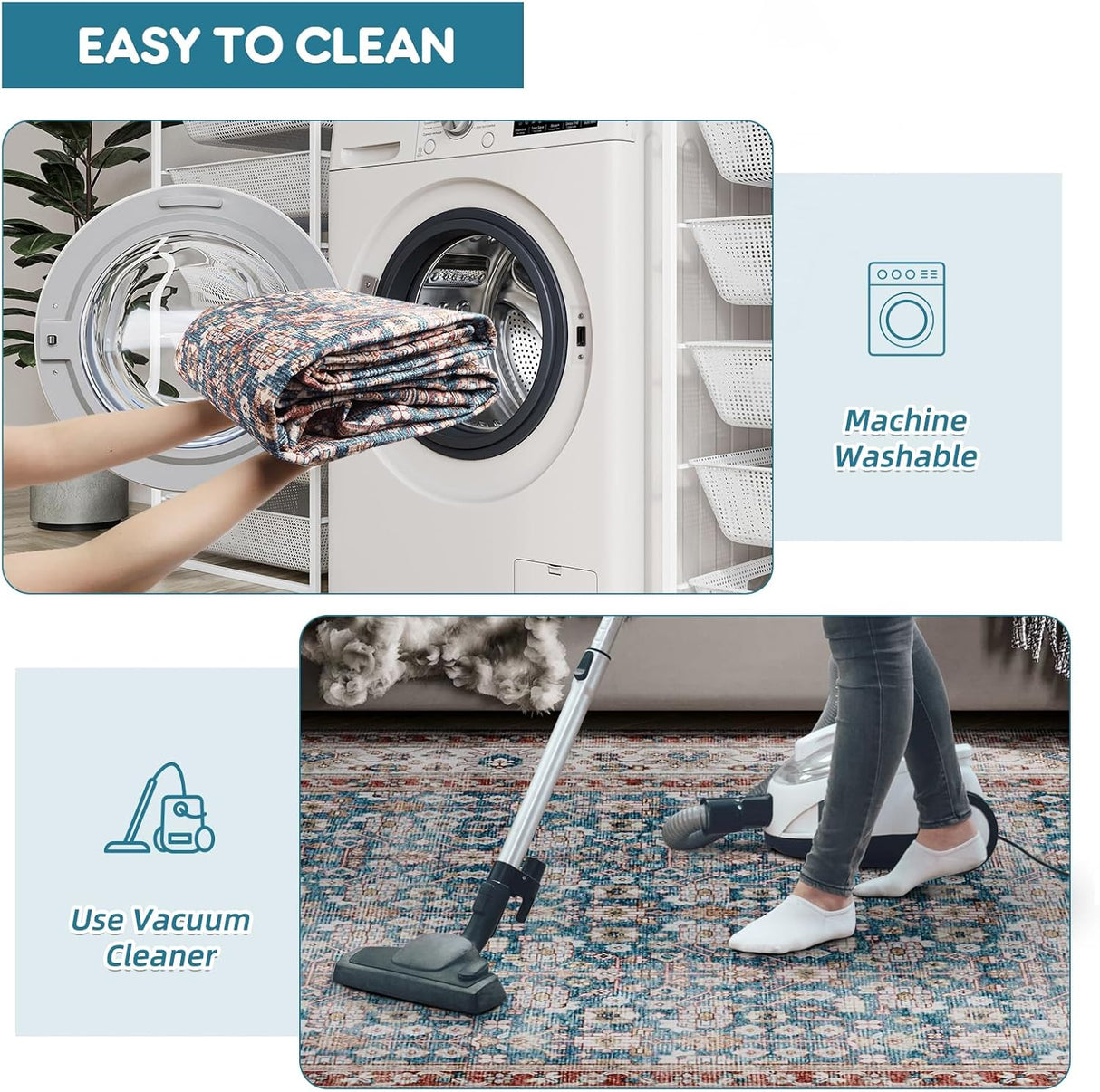 Dripex Runner Rug Machine Washable Non Slip Area Rug