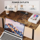 Dripex Mobile Standing Desk with Power Outlets & Strip Lights