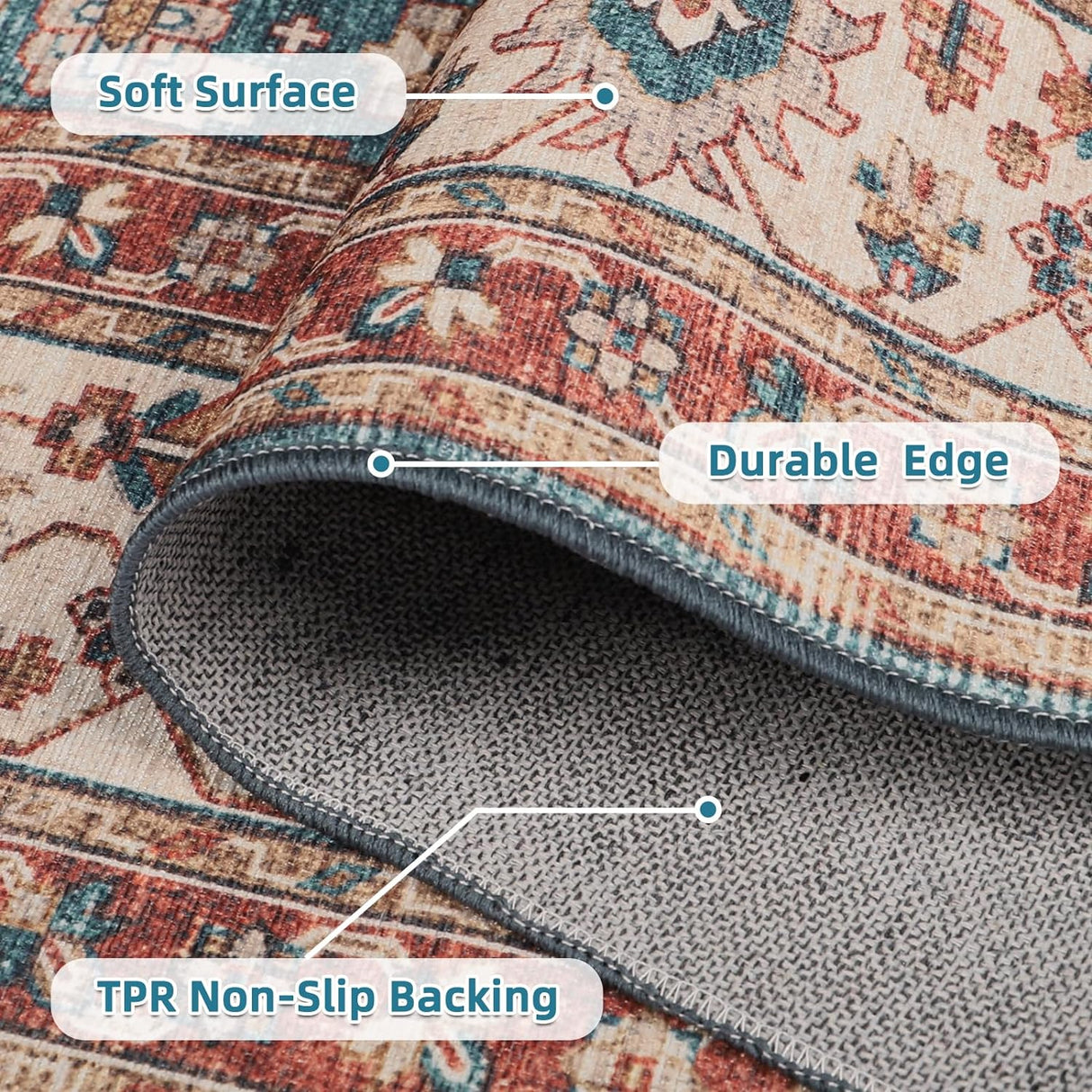 Dripex Runner Rug Machine Washable Non Slip Area Rug