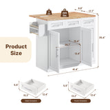 Dripex 41.5'' Kitchen Island with Power Outlet, Trash Cabinet & Storage，White