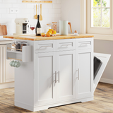 Dripex 41.5'' Kitchen Island with Power Outlet, Trash Cabinet & Storage，White