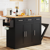 Dripex 41.5'' Kitchen Island with Power Outlet, Trash Cabinet & Storage，Black