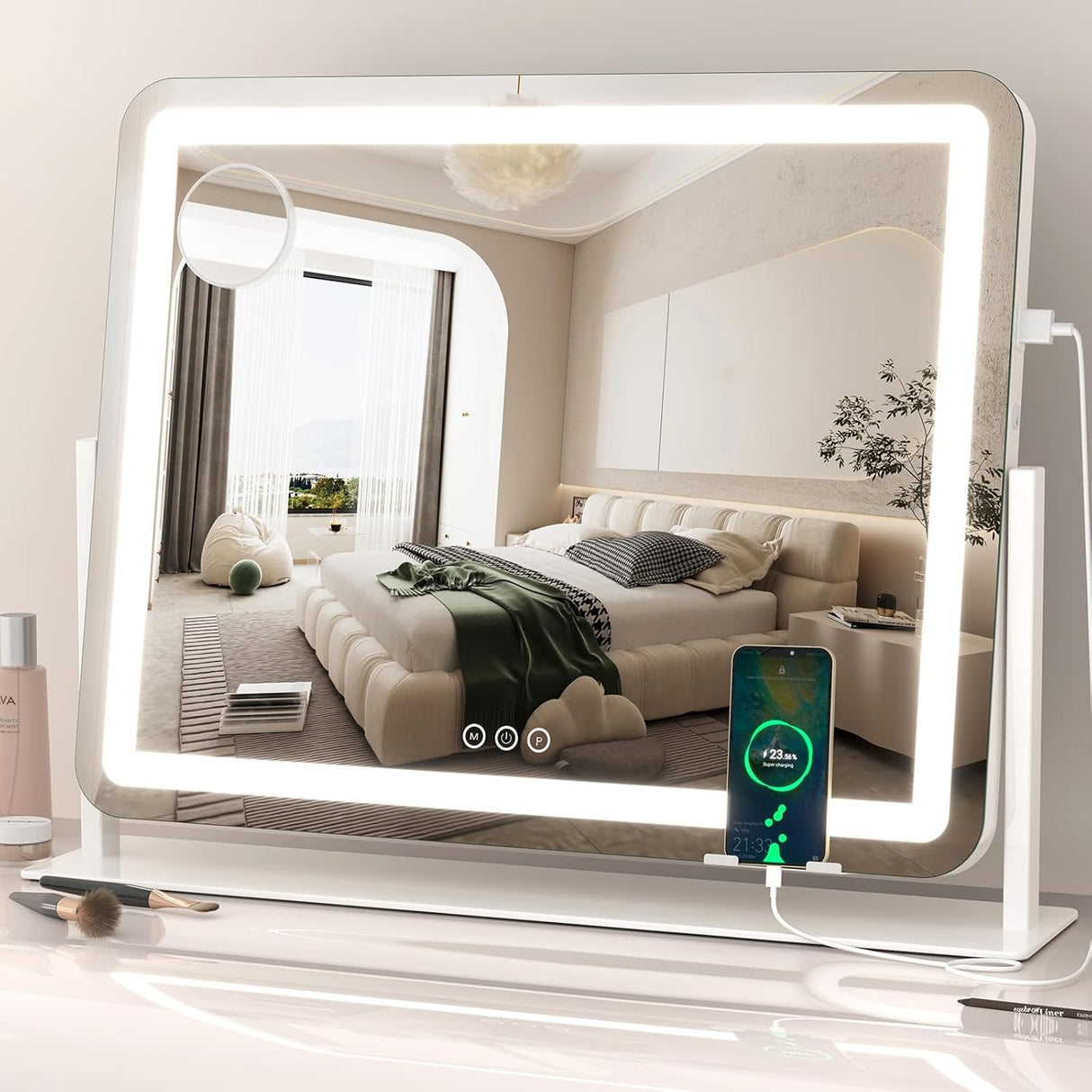 Dripex LED Lighted Makeup Mirror with USB Charging Port Bluetooth Speaker