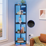 Dripex 60 inch Tall Corner Shelf with Power Outlets & Strip Lights