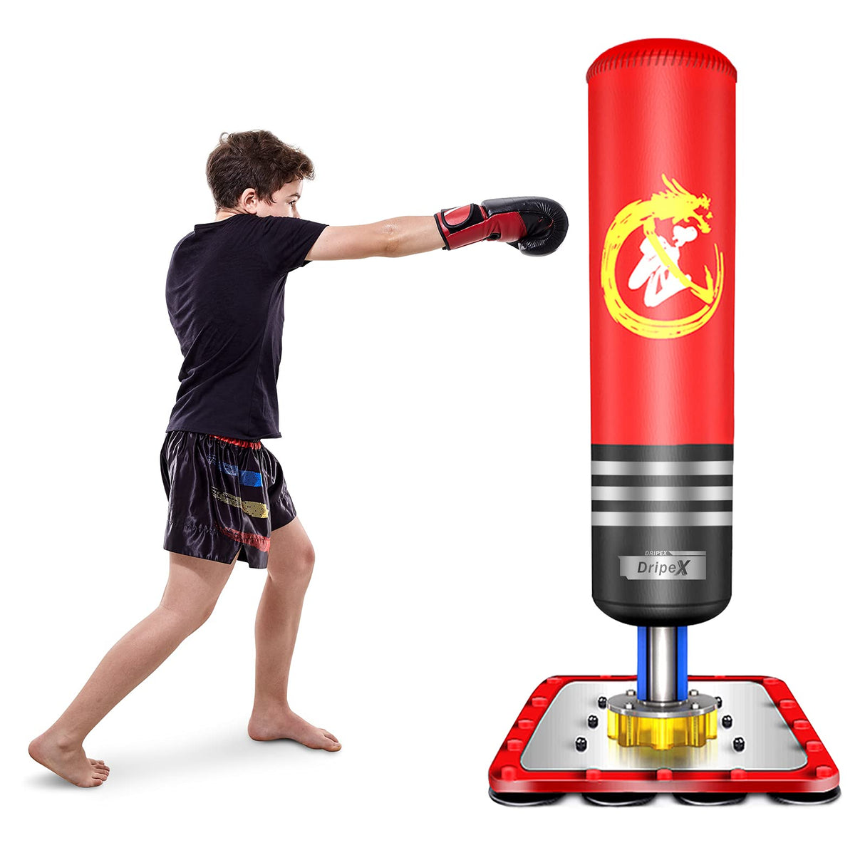 Kids Heavy Boxing Bag with Suction Cup Steel Base