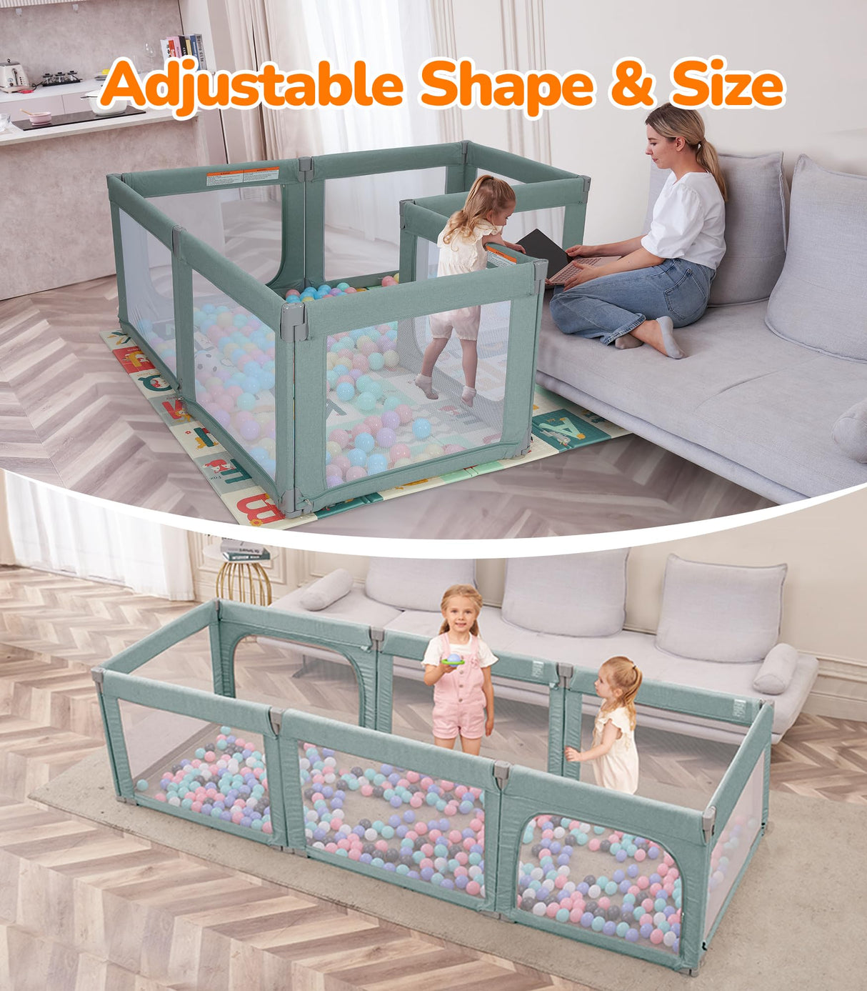 Dripex Foldable Baby Playpen Green