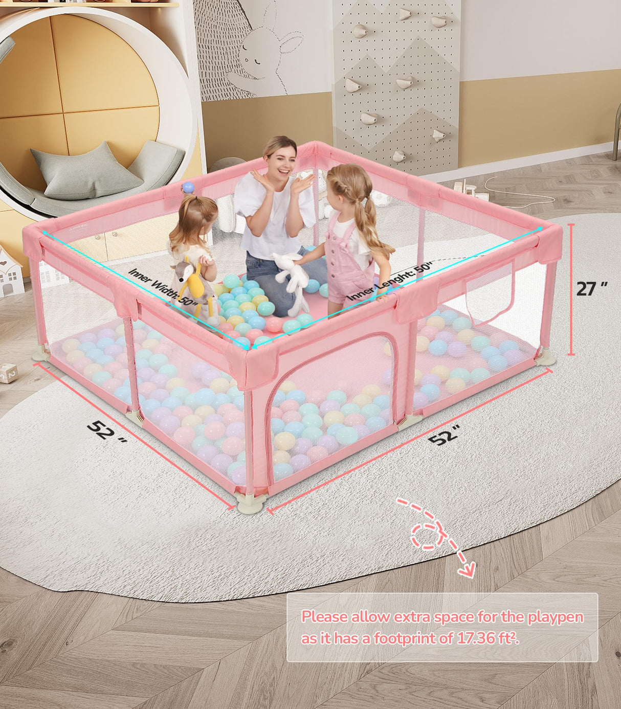 Dripex Baby Playpen 52"×52" Play Pens for Babies and Toddlers