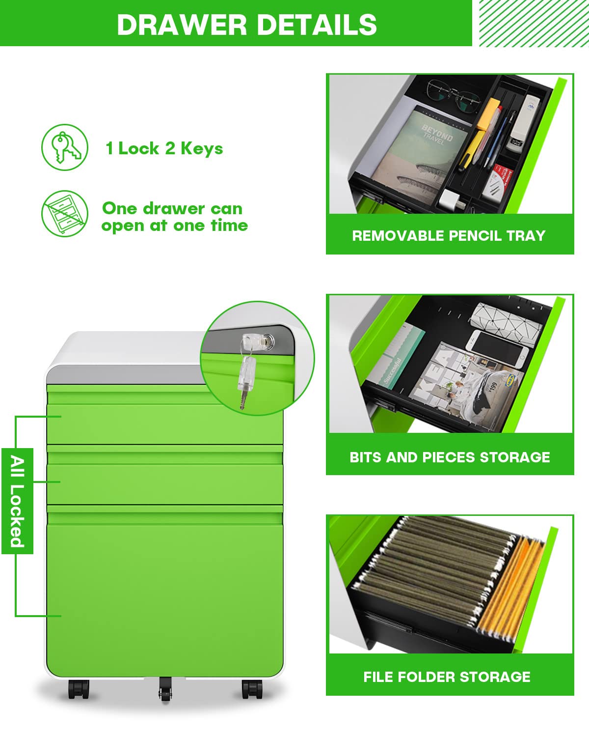 Dripex 3 Drawer File Cabinet