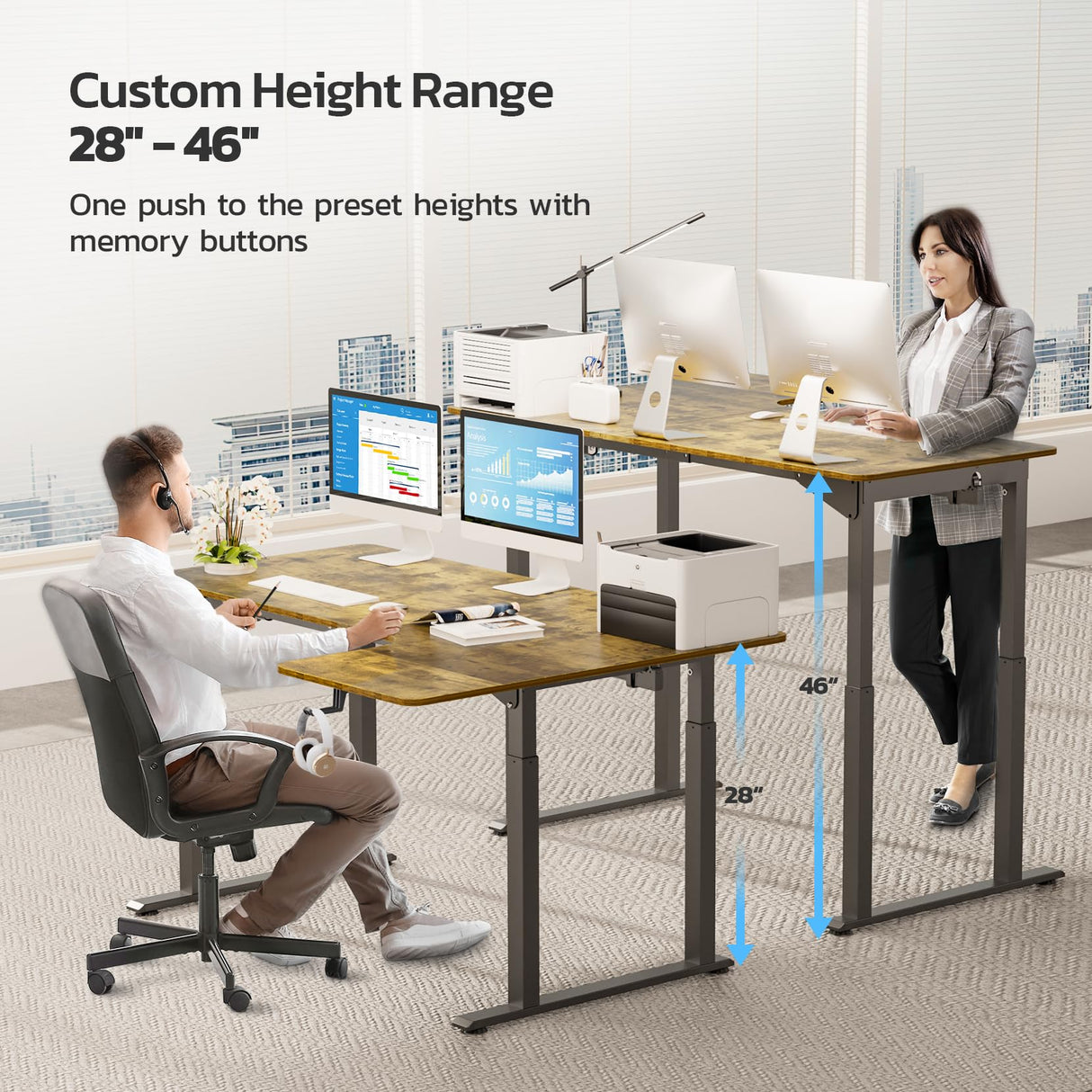 Dripex Standing Desk 71 x 43 Inch L Shaped Desk