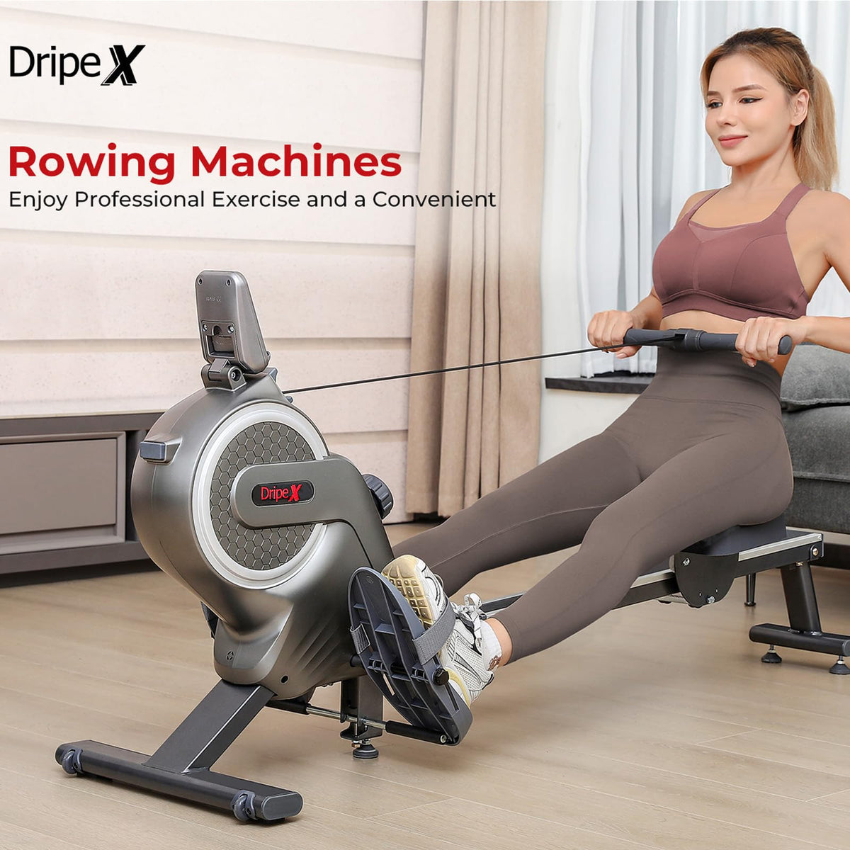 Dripex Exercise Machine Dripex Rowing Machine, Rowing Machines for Home Use with Max 350lb Wei