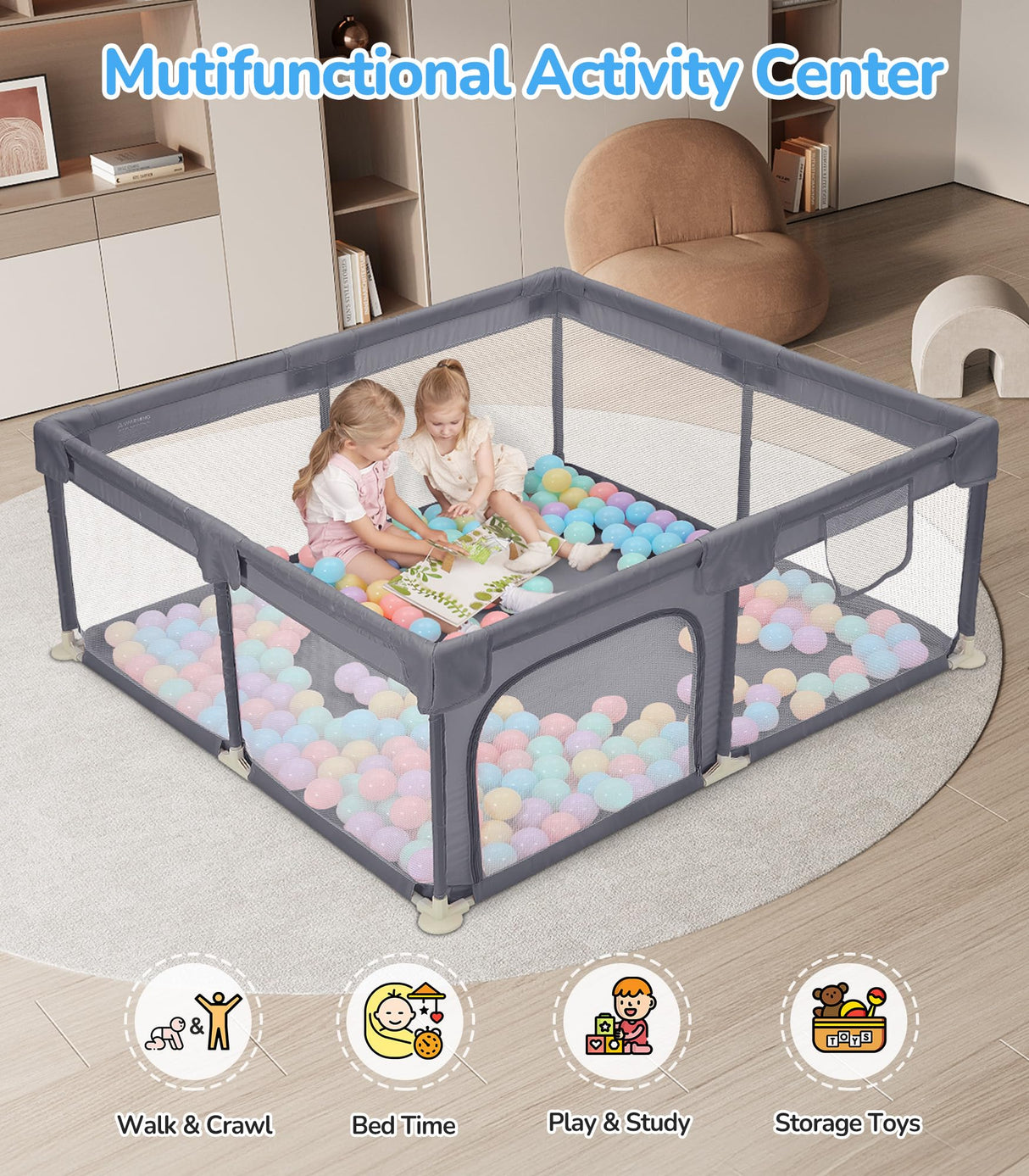 Dripex Baby Playpen 52"×52" Play Pens for Babies and Toddlers