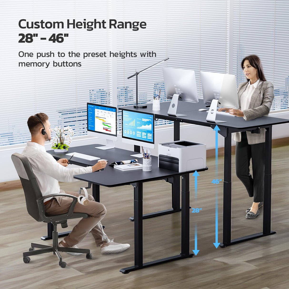 Dripex Standing Desk, 63"/ 71" L Shaped Desk Adjustable Height