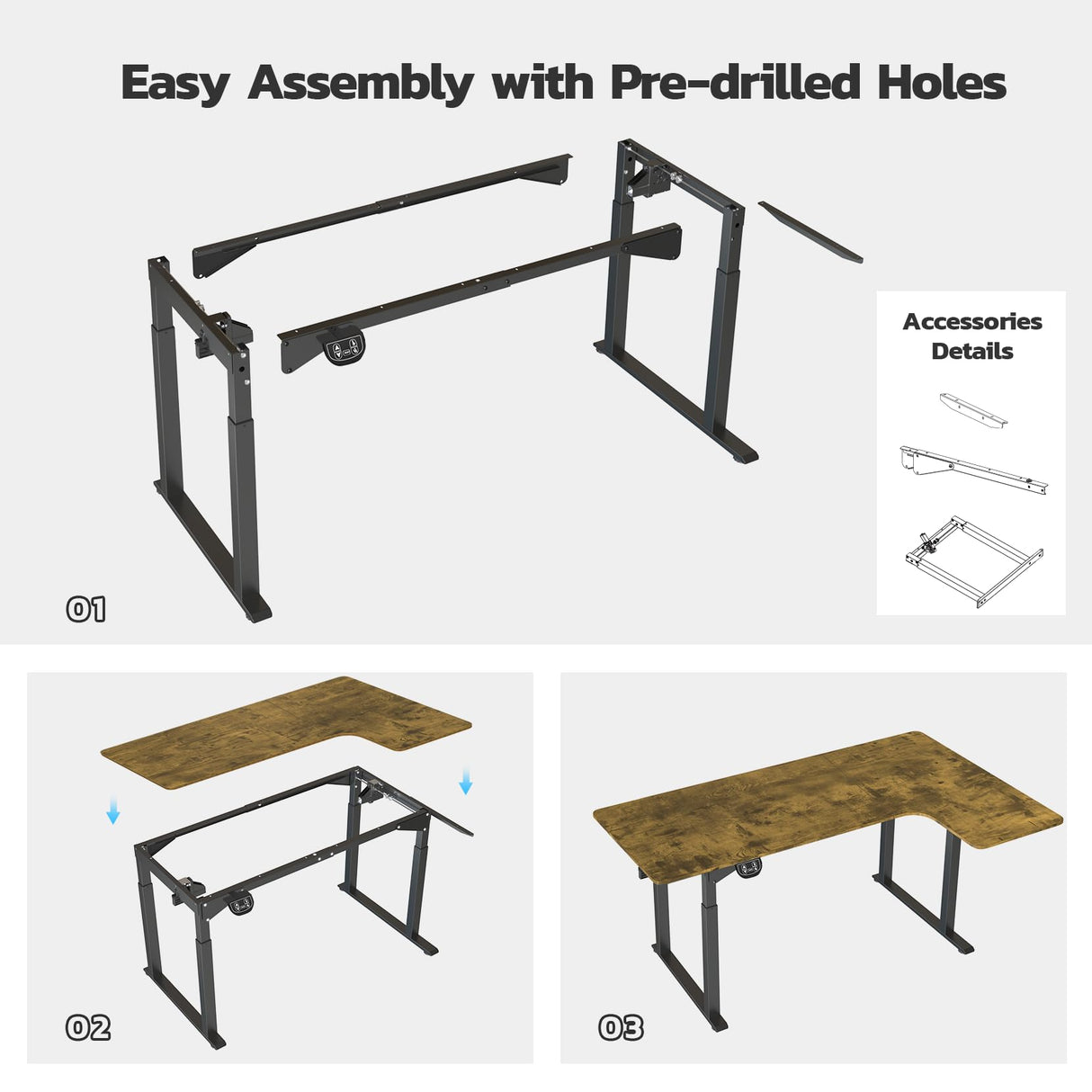 Dripex Standing Desk 71 x 43 Inch L Shaped Desk