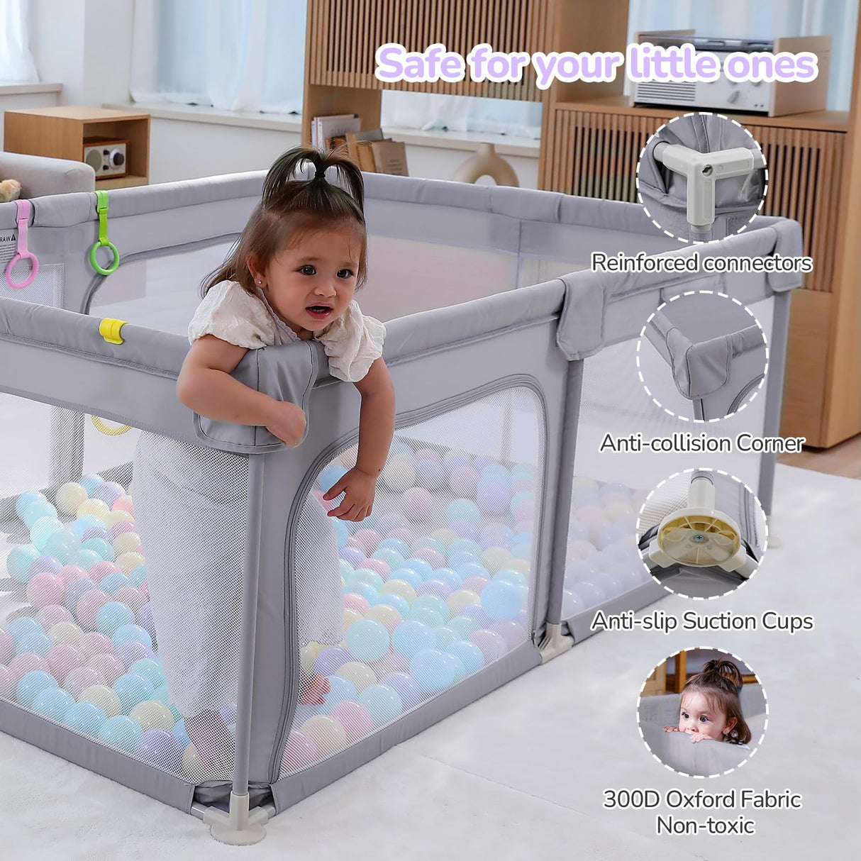 Dripex Baby Playpen safe Anti-Fall Play Yard with Gates