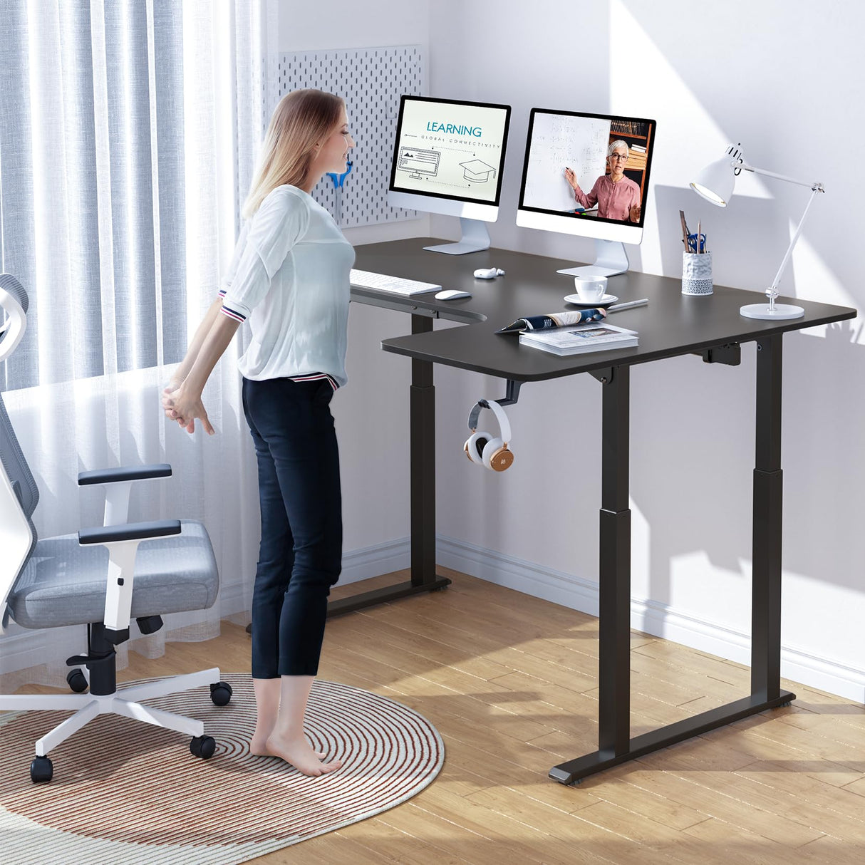 Dripex Standing Desk, 63"/ 71" L Shaped Desk Adjustable Height