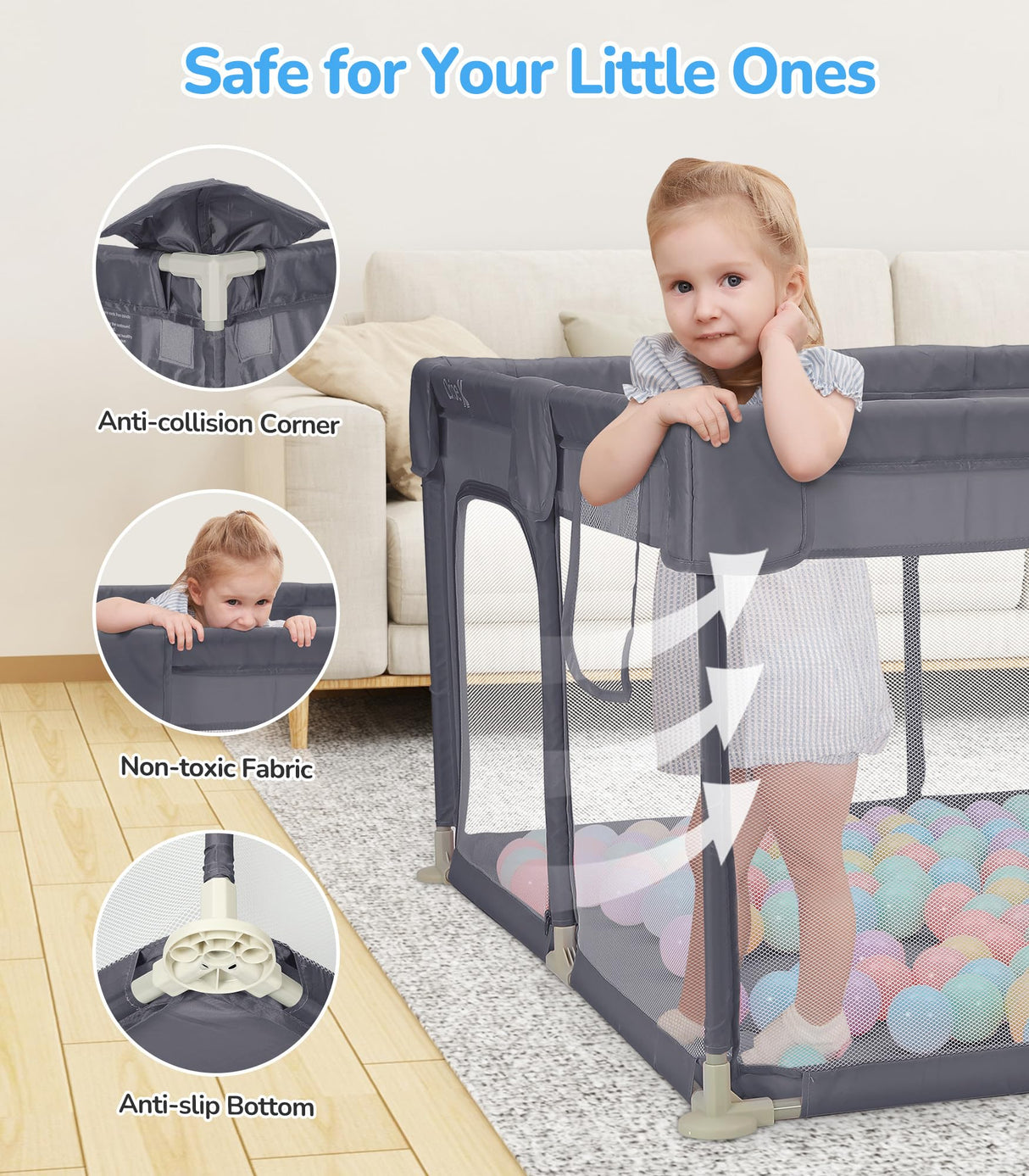 Dripex Baby Playpen 52"×52" Play Pens for Babies and Toddlers