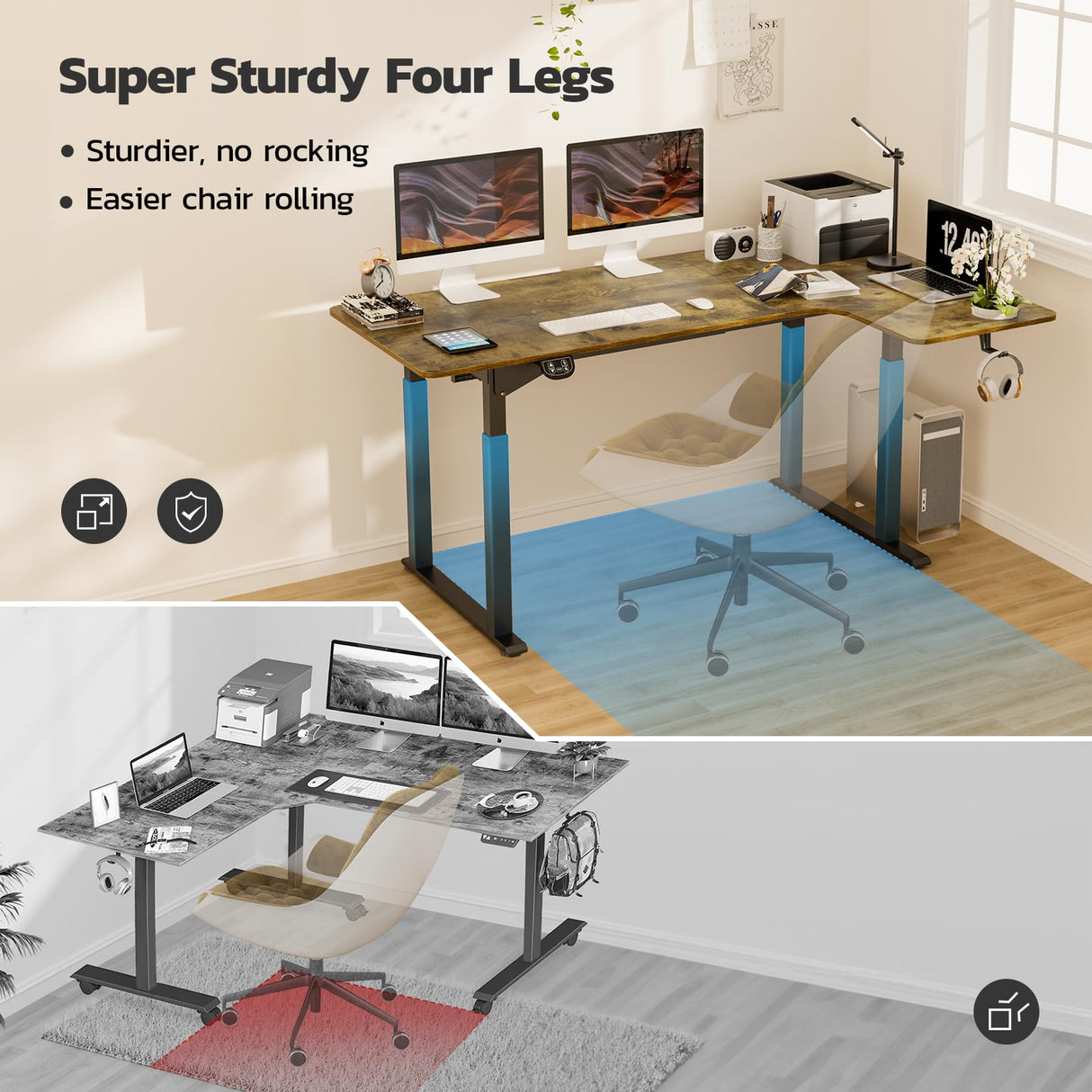 Dripex Standing Desk 71 x 43 Inch L Shaped Desk