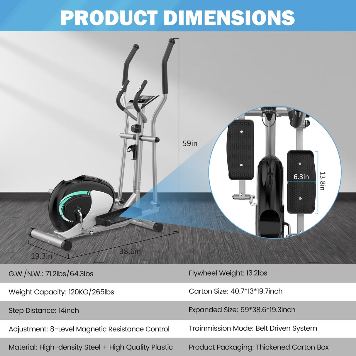 Elliptical Machine, Dripex Magnetic Elliptical Training Machines