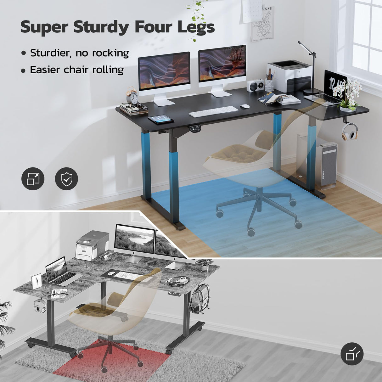 Dripex Standing Desk 71 x 43 Inch L Shaped Desk